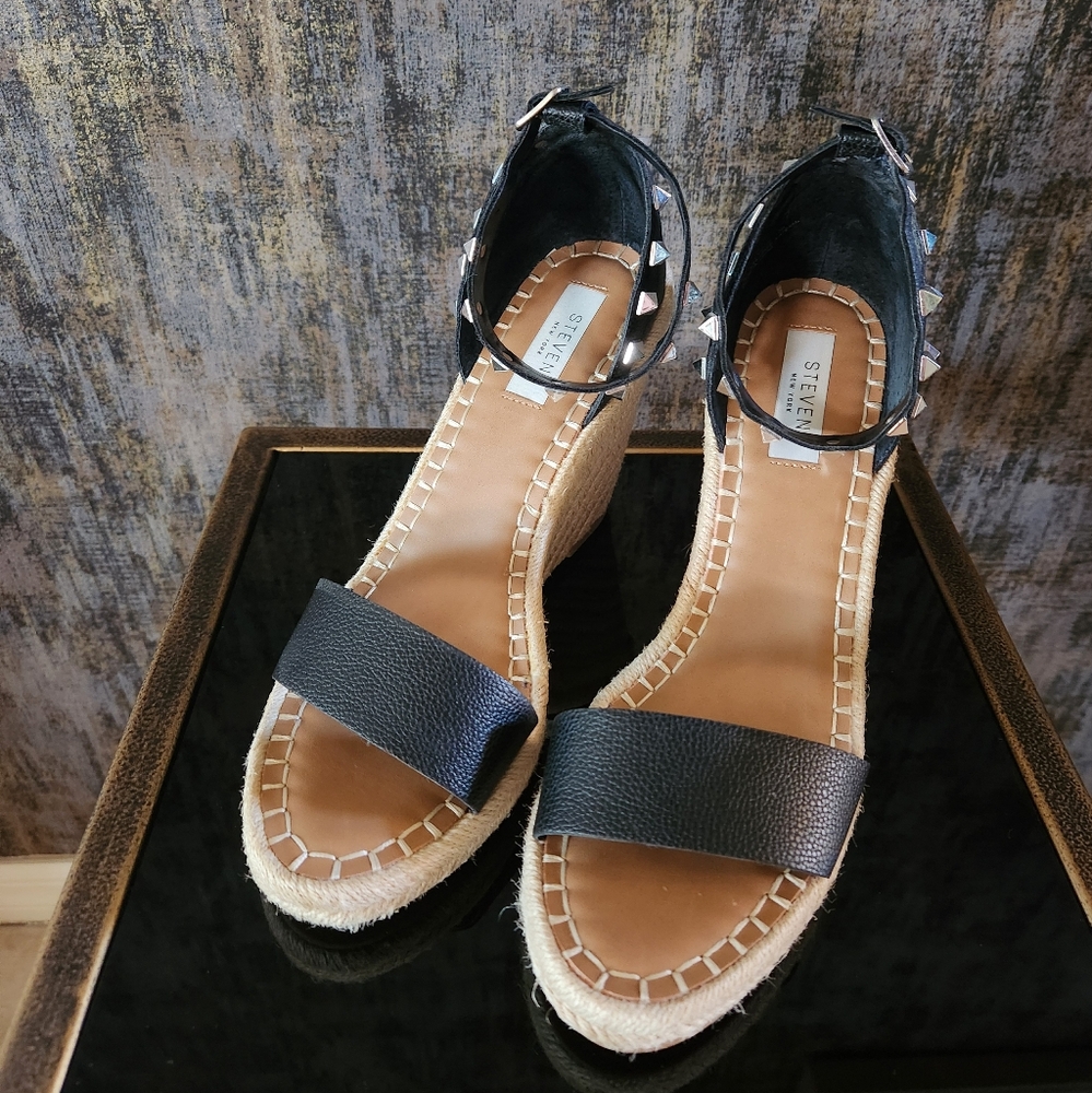 Steven By Steve Madden Black Espadrille Shoes Minimalist Design